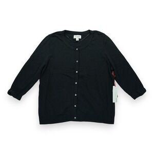 NWT Elle Lady‎ In Lace Women's Cardigan Sweater Button Up 3/4 Sleeve Black XL